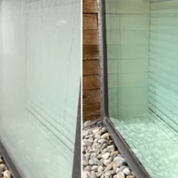 transparent glass wall with a smooth surface